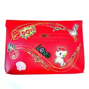 Red Leather large Envelope for Laptop by Patricia Adelson